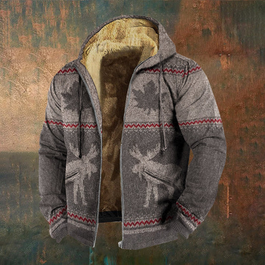 Men's Vintage Canada Maple Leaf Art Cozy Zipper Jacket elevenforest