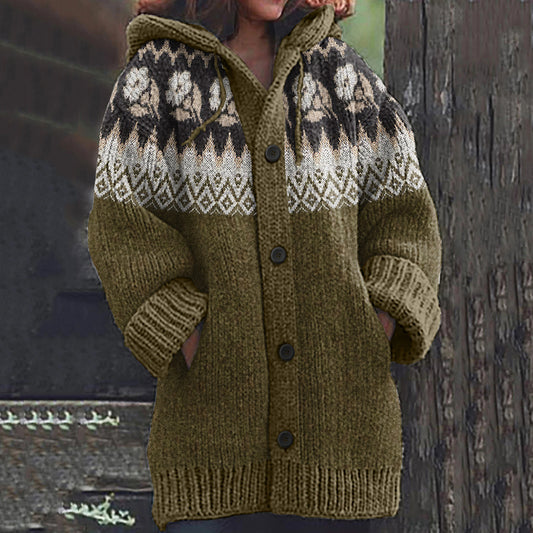 Vintage Icelandic Rose Knitted Warm Cardigan Sweater elevenforest