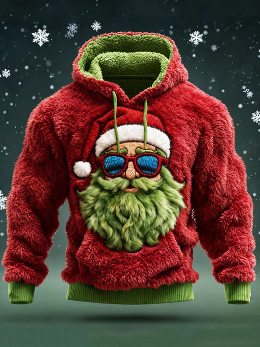 Comstylish Men's Christmas Bad Santa Claus Cozy Plush Hoodie