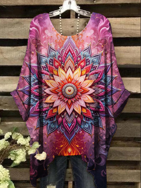 Women's Vintage Psychedelic Mandala Print Design Top