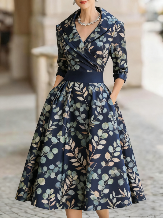 Women's abstract jacquard printed mid-length dress