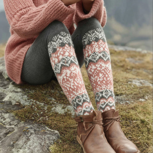 Women's Norwegian Icelandic Jacquard Pattern Casual Leggings elevenforest