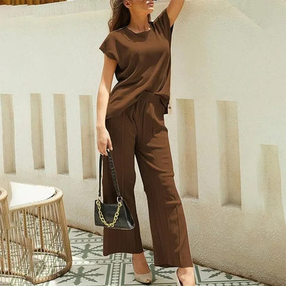 JO | MW - Elegant two-piece set with wide trousers & T-shirt