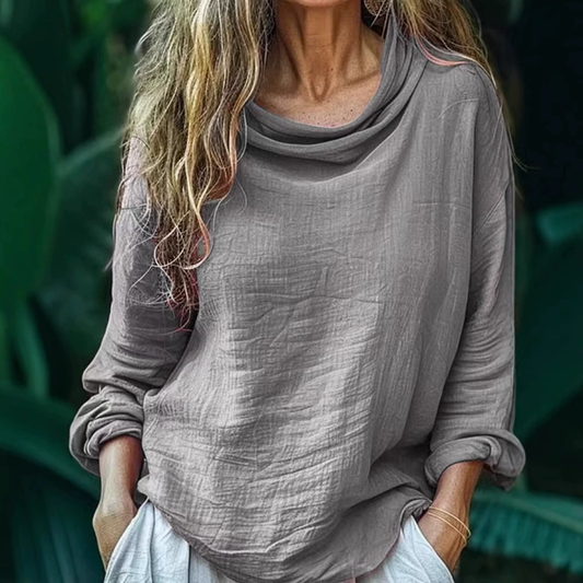 Vintage Bohemian Style Linen Long Sleeve Shirt artswardrobe