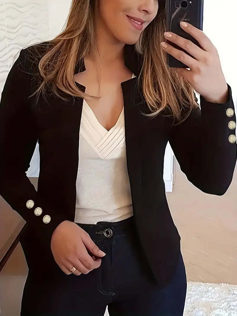 JO | Long-sleeved blazer with open button placket for spring
