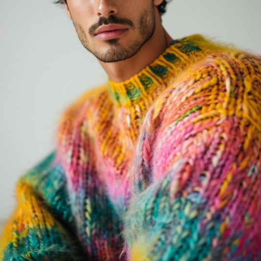 Vintage Rainbow Island Warmth Knitted Jacquard Unisex Sweater elevenforest