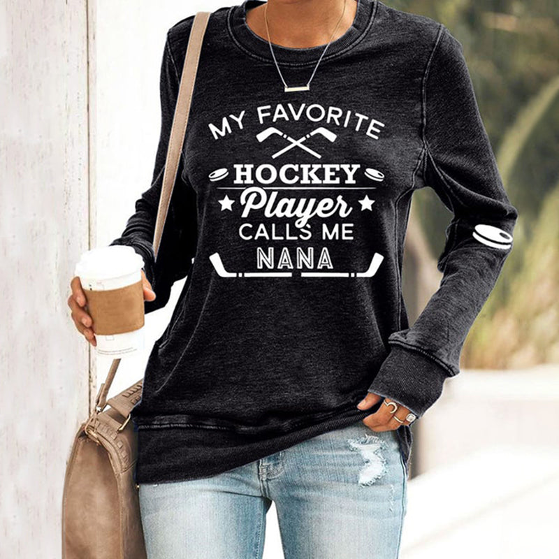 Comstylish Women's My Favourite Hockey Player Calls Me Nana Printed Casual Sweatshirt