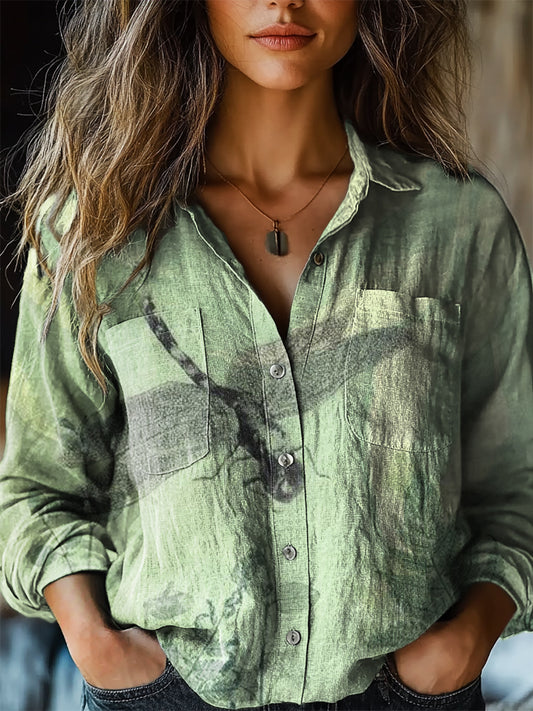 Women's Vintage Dragonfly Art Print Casual Long Sleeve Comfortable Cot
