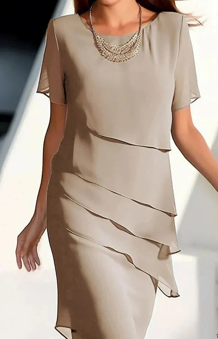 KS | Midi dress in chiffon with layers