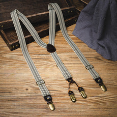 Retro Non-Slip Elastic Suspender Clip Striped Y-Shaped Durable Clip Braces artswardrobe