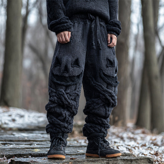 Halloween Pumpkin Emoji Men's Loose Knit Pants elevenforest