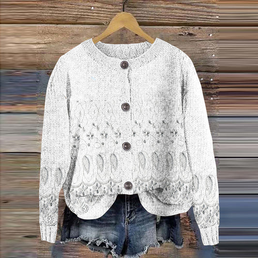 Vintage Jacquard Women's Cardigan Knitted Sweater artswardrobe