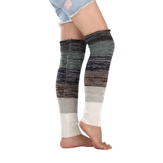 Soft Warm Retro Rainbow Contrasting Knee Protectors Socks elevenforest