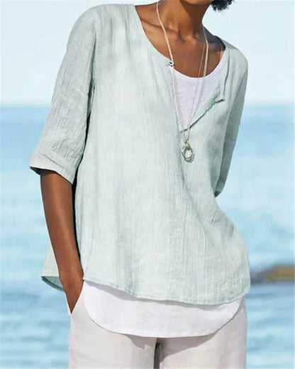 KS | Women's Clothing Half Sleeves V Neck Casual Solid Shirts