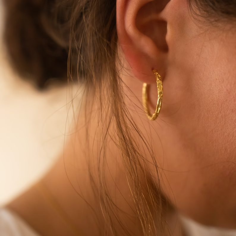 Vintage Handmade Gold Earring