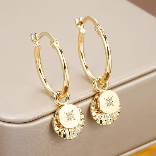 Sunburst Coin Earrings