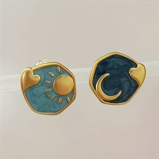 Sun & Moon Enamel Earrings