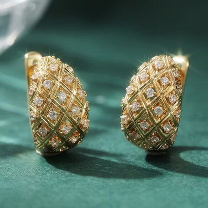 Pave Trellis Oval Earrings
