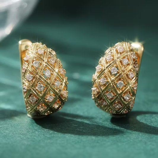 Pave Trellis Oval Earrings