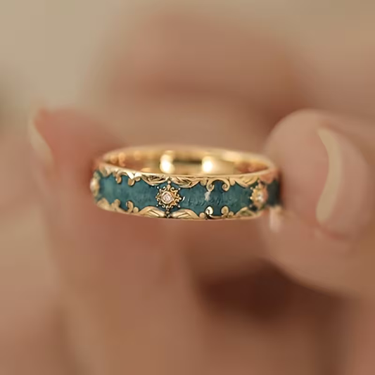 Teal Filigree Ring