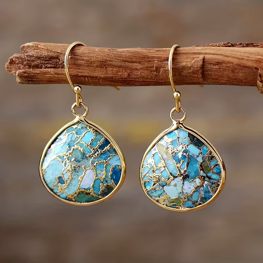 Turquoise Mosaic Teardrop Earrings