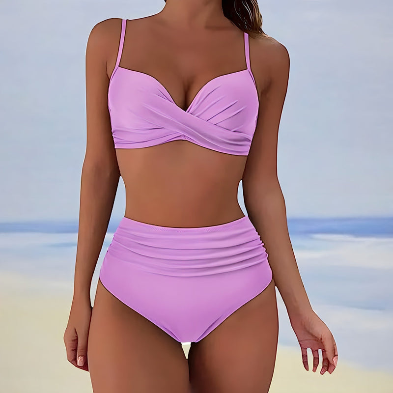 KS | Bikini with high waist and twist front top