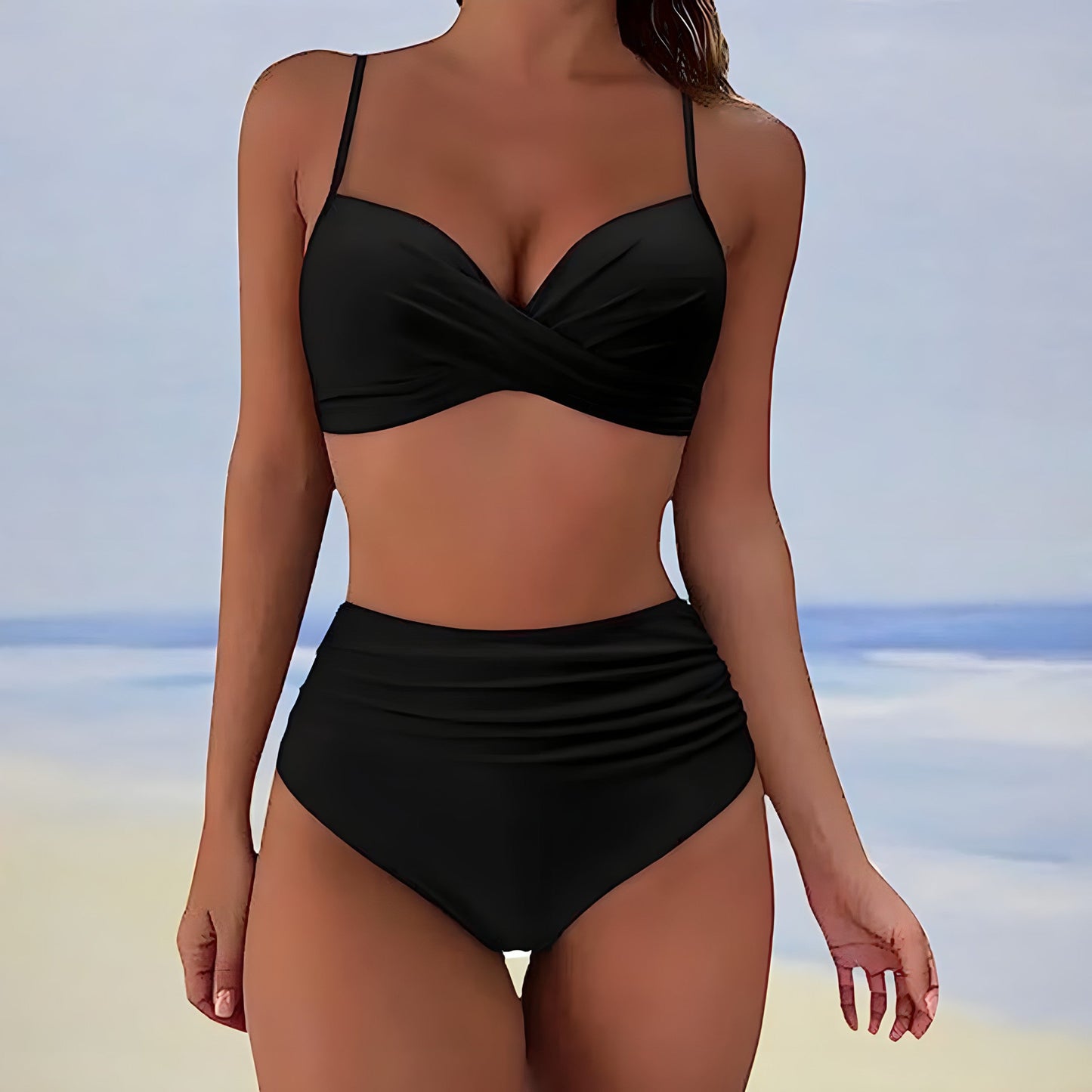 KS | Bikini with high waist and twist front top