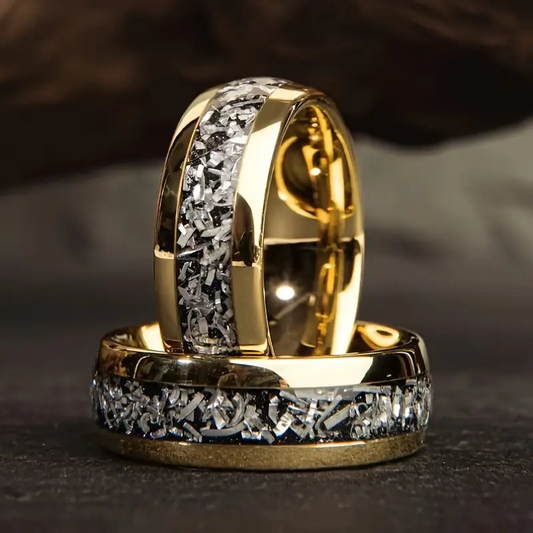 Silvered Trail Gold Couple Ring Set