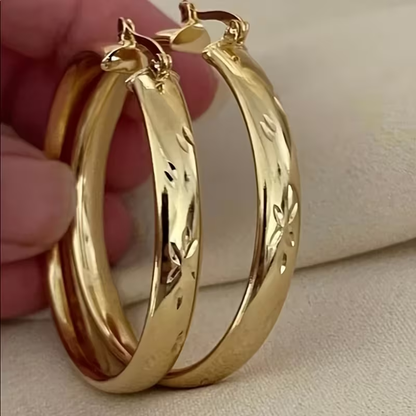 Retro Golden Hoop Earrings