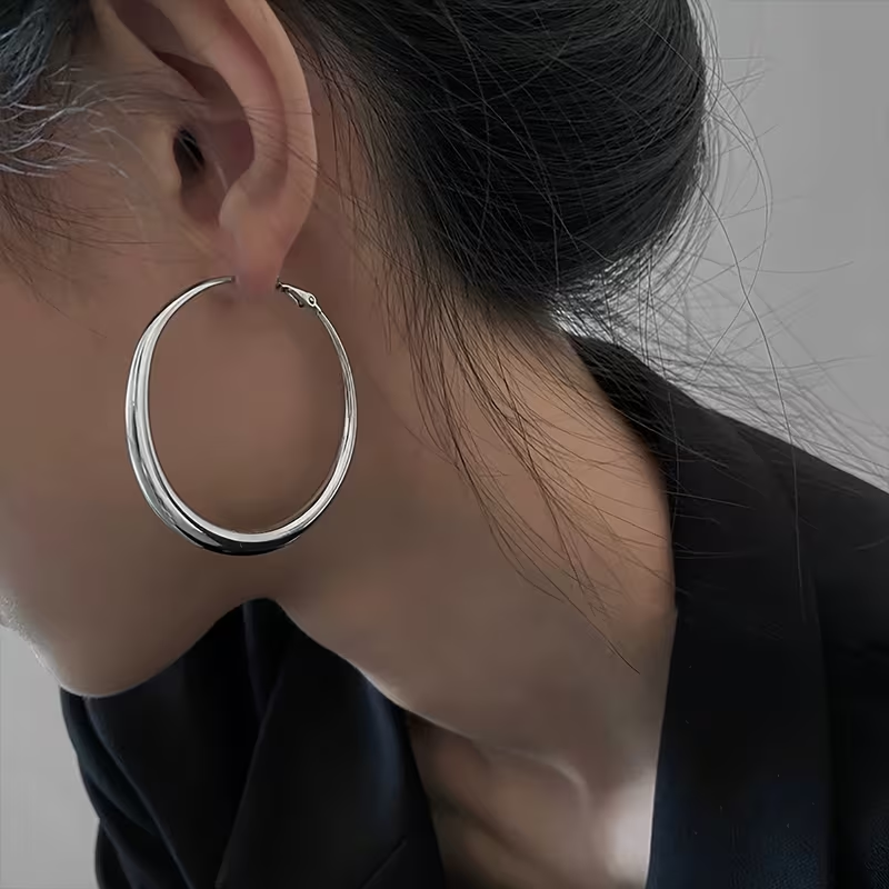 Big Hula Silver Earrings