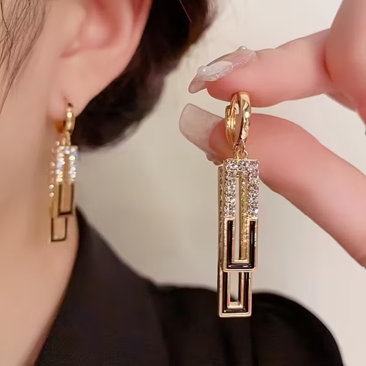 Dangling Geometric Square Earrings