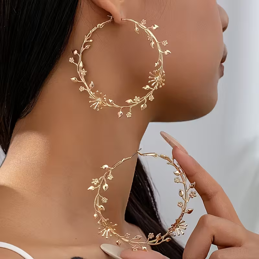 Elegant Boho Floral Hoop Earrings