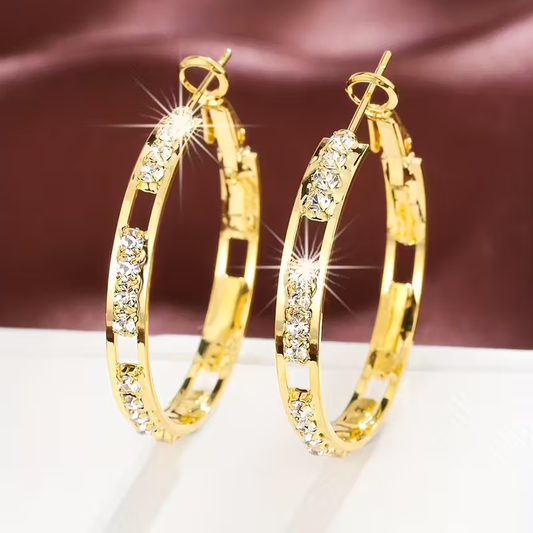 Elegant Bright Hollow Hoop Earrings