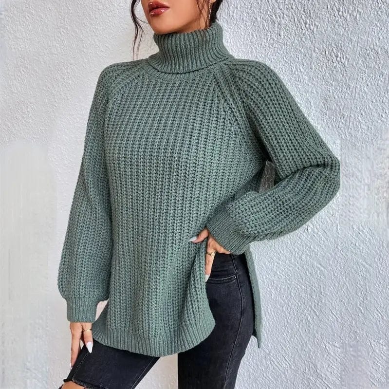 JO | Fashionable green turtleneck sweater