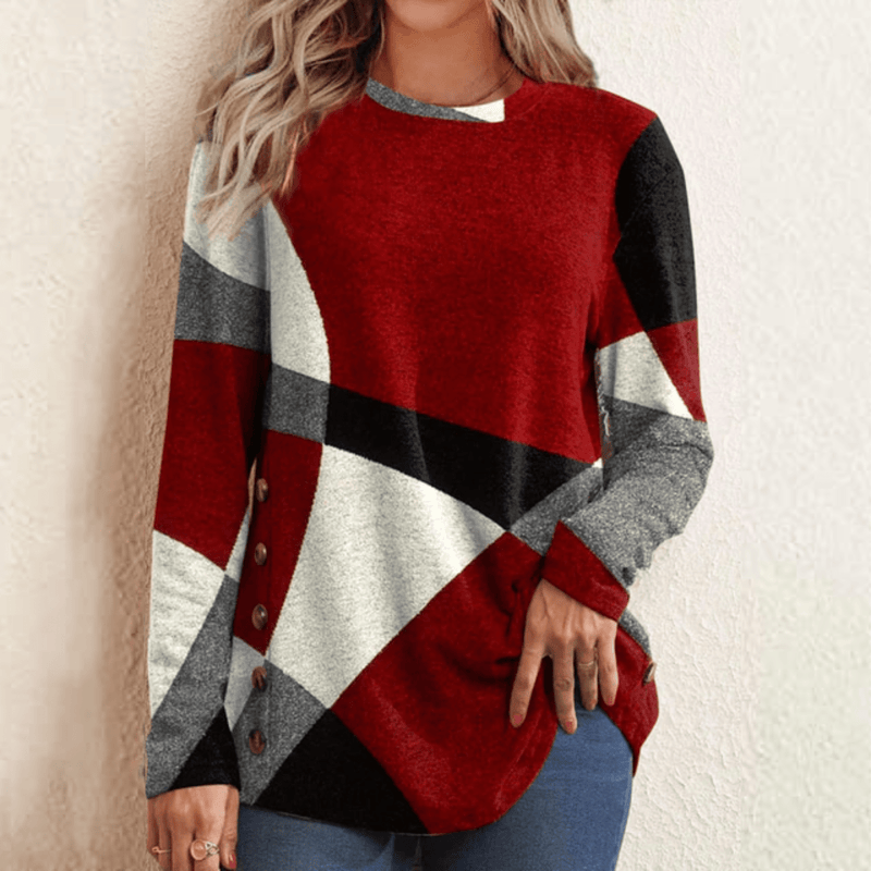 JO | Sweater with red block pattern