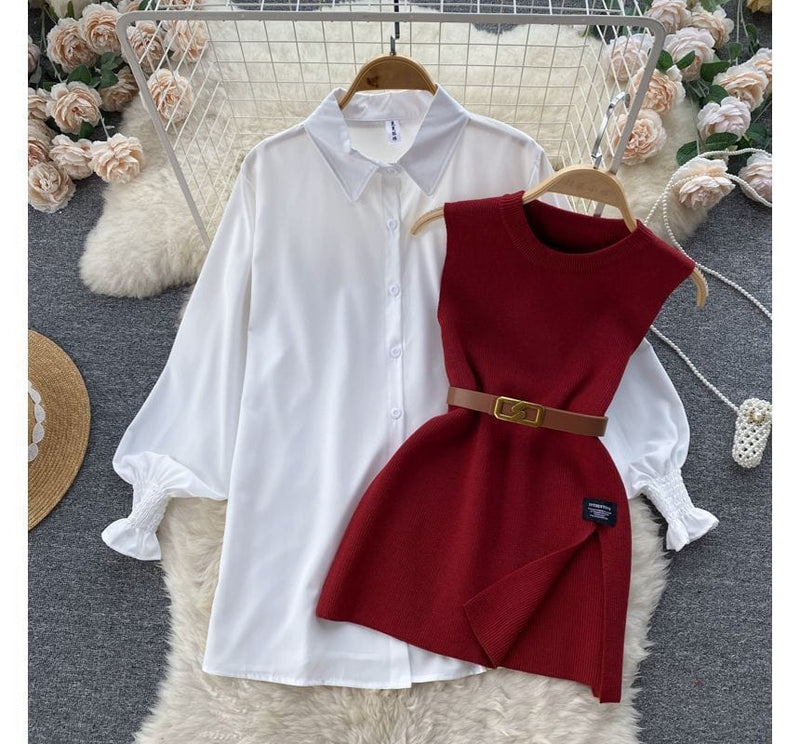 JO | Sleeveless sweater top set