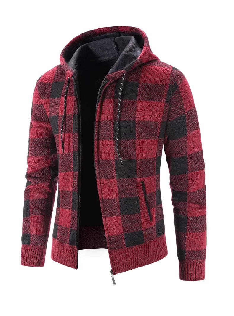 JO | Hooded sweatshirt with check pattern and long sleeves