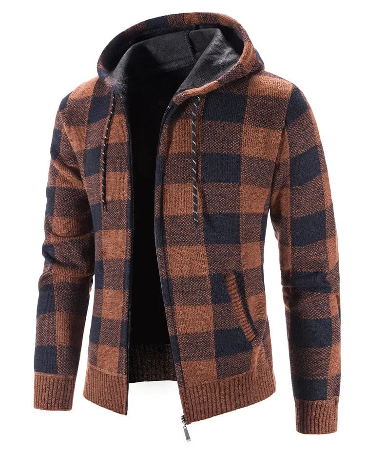 JO | Hooded sweatshirt with check pattern and long sleeves
