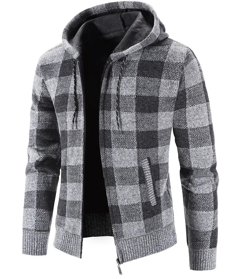 JO | Hooded sweatshirt with check pattern and long sleeves