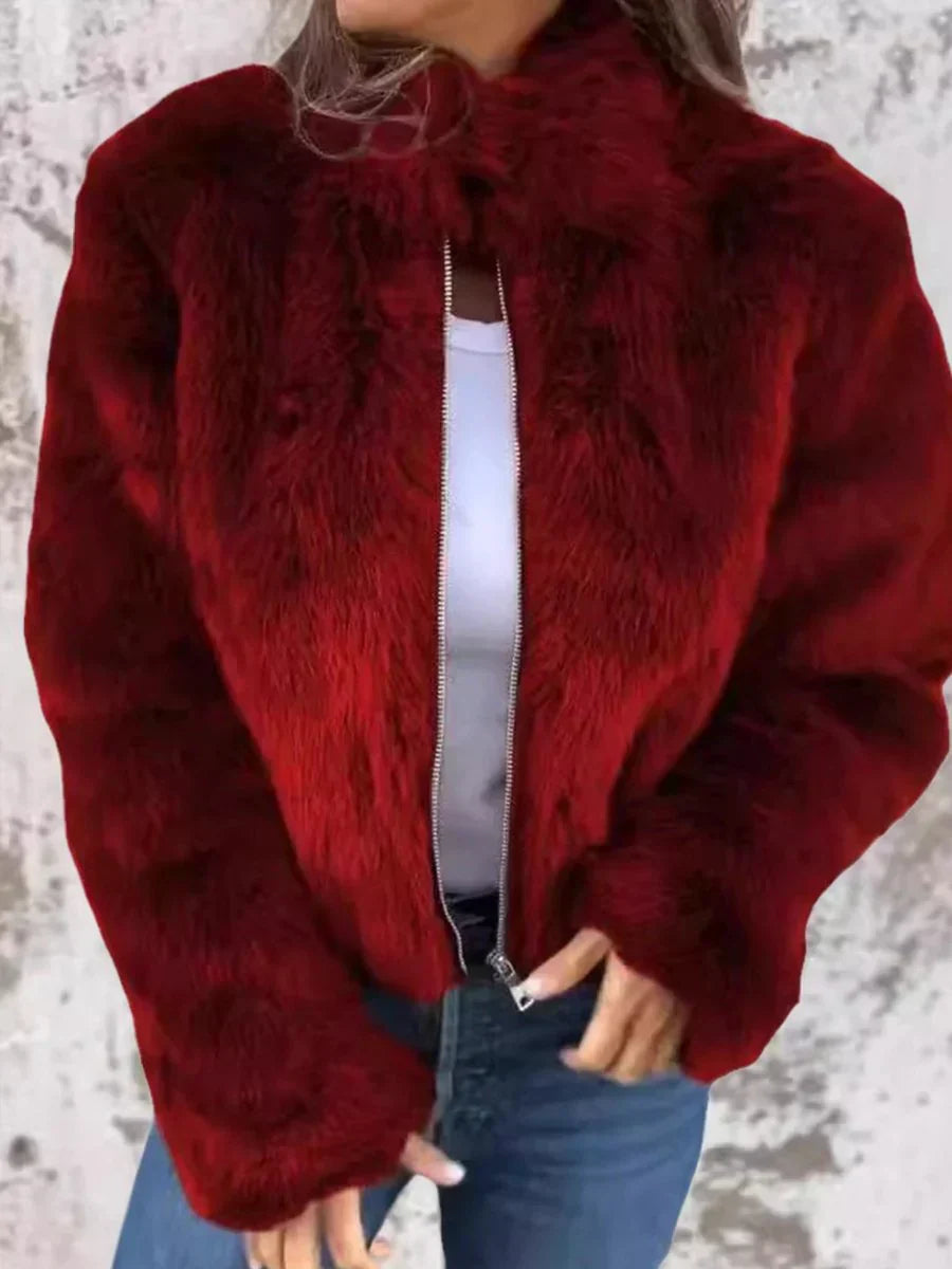 JO | elegant fur coat with zipper