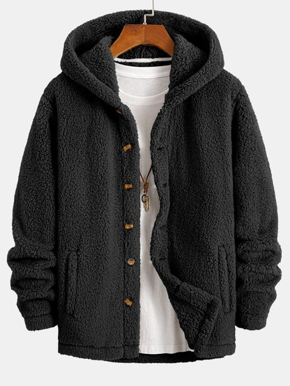 JO | Ravo™ jacket made from cozy teddy fleece with a hood and button fastening.