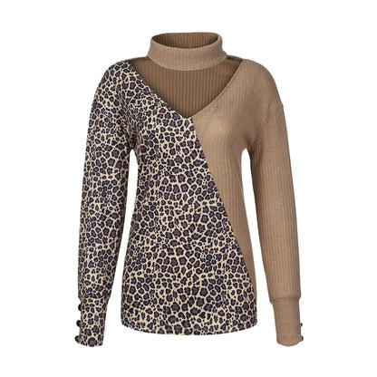 JO | Leopard print patchwork knitted sweater 2024