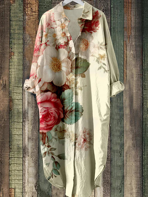 KS | Buttoned midi dress with floral print