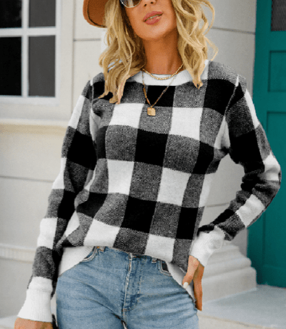 JO | Checked sweater with check pattern