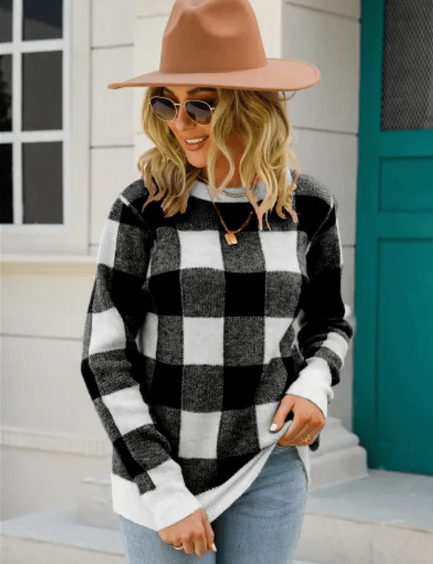 JO | Checked sweater with check pattern
