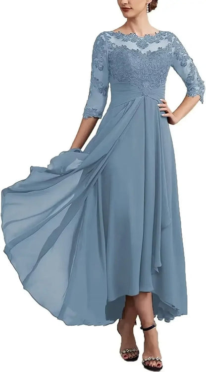 KS | Chiffon maxi dress with sheer sleeves in midi length