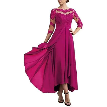 KS | Chiffon maxi dress with sheer sleeves in midi length