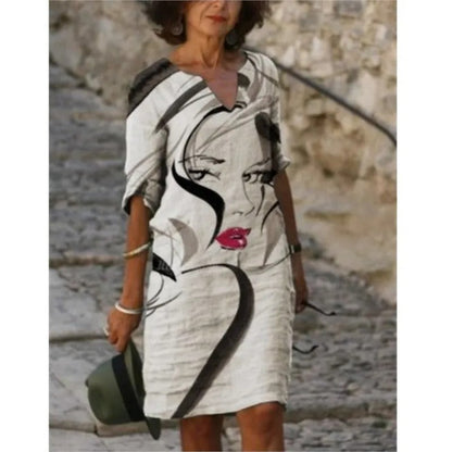 KS | Midi dress with V-neck and floral pattern