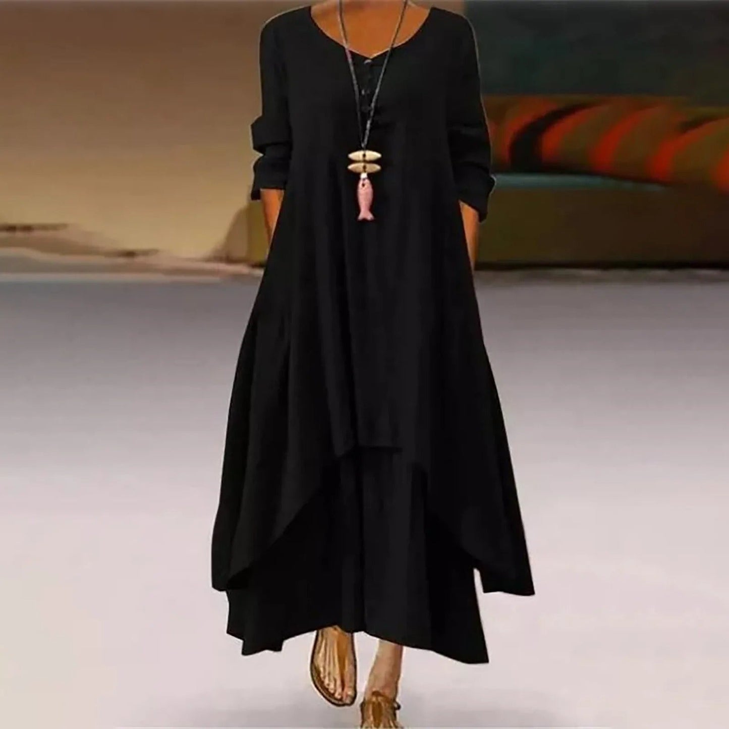 KS | Multi-layered flowing midi dress