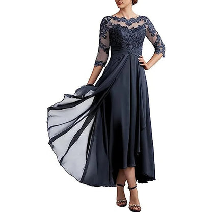 KS | Chiffon maxi dress with sheer sleeves in midi length